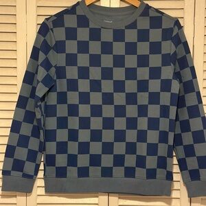 Cat & Jack Blue Checkered Crewneck Boys NEW SZ 10/12